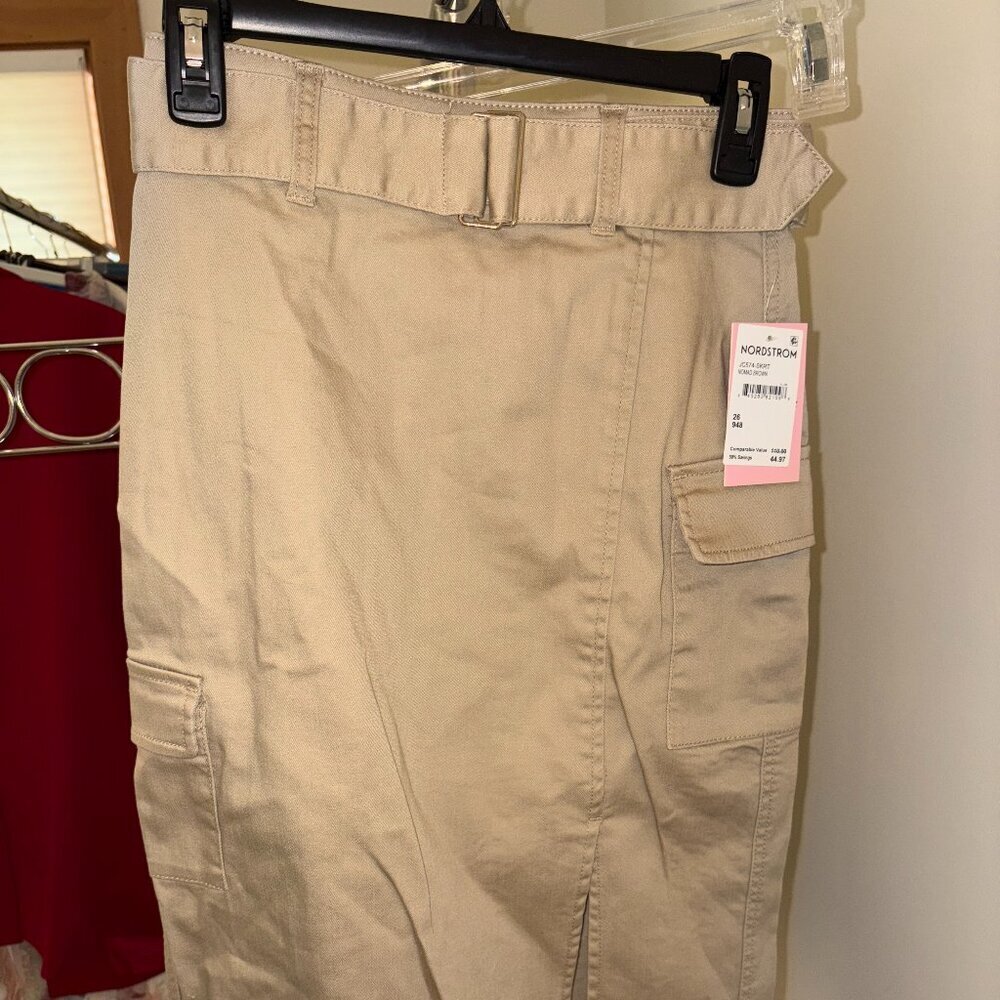 Juicy Couture Khaki Cargo Pencil Skirt Size 26 Fits 2 NWT Y2K Utility